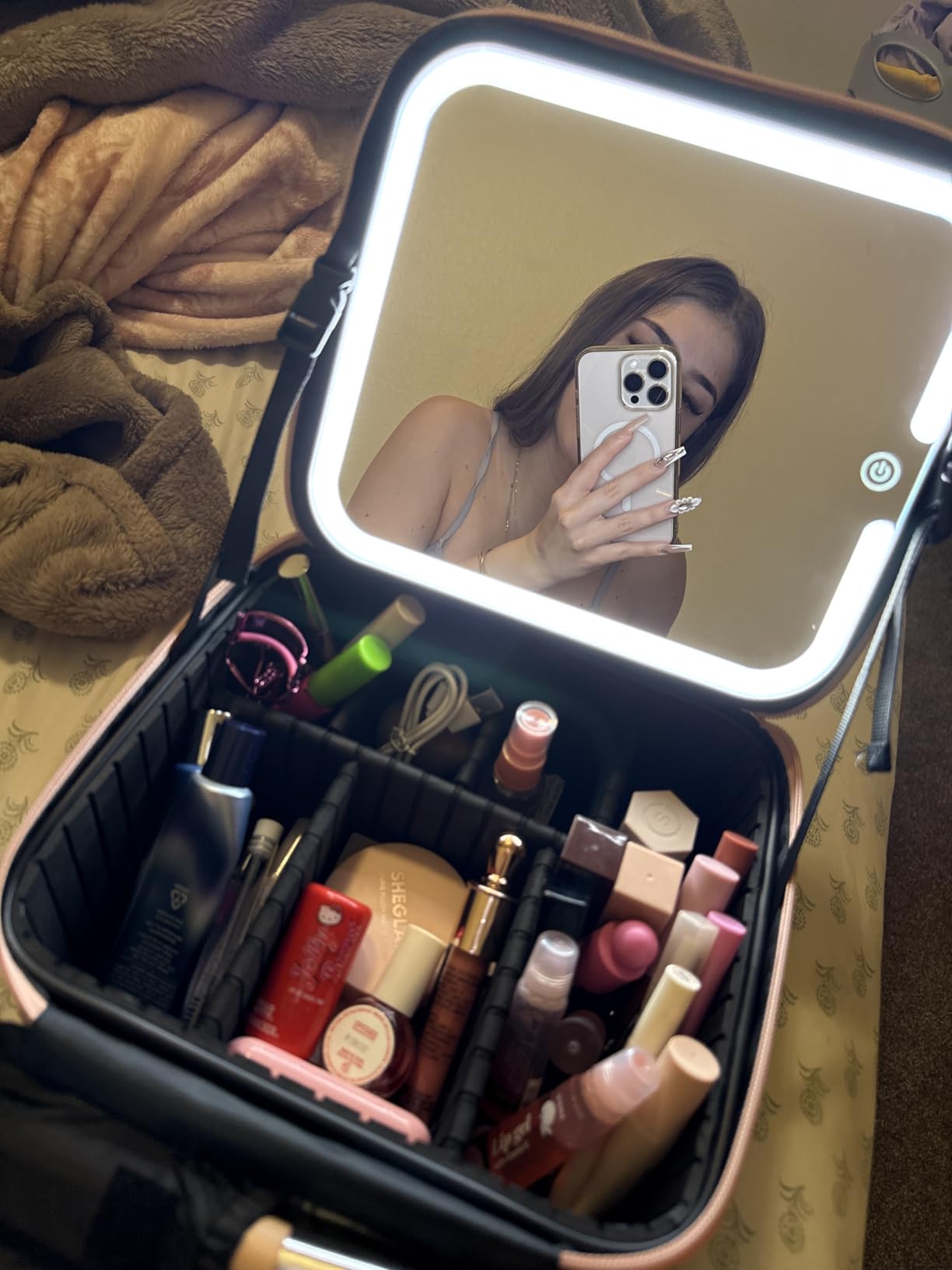 Estuche De Maquillaje Con Espejo Led