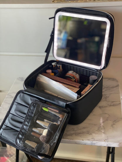 Estuche De Maquillaje Con Espejo Led