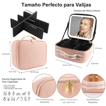 Estuche De Maquillaje Con Espejo Led